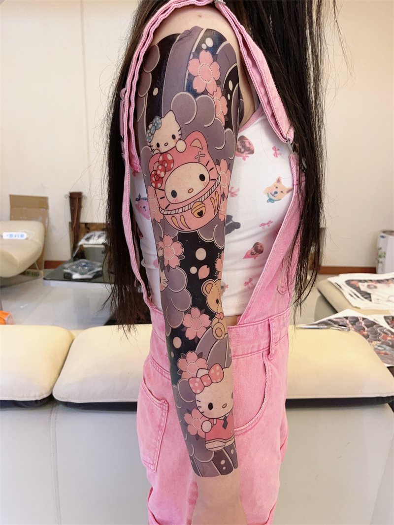 Hello Kitty Full Arm Tattoo Sticker - Bold & Cute Temporary Tattoos