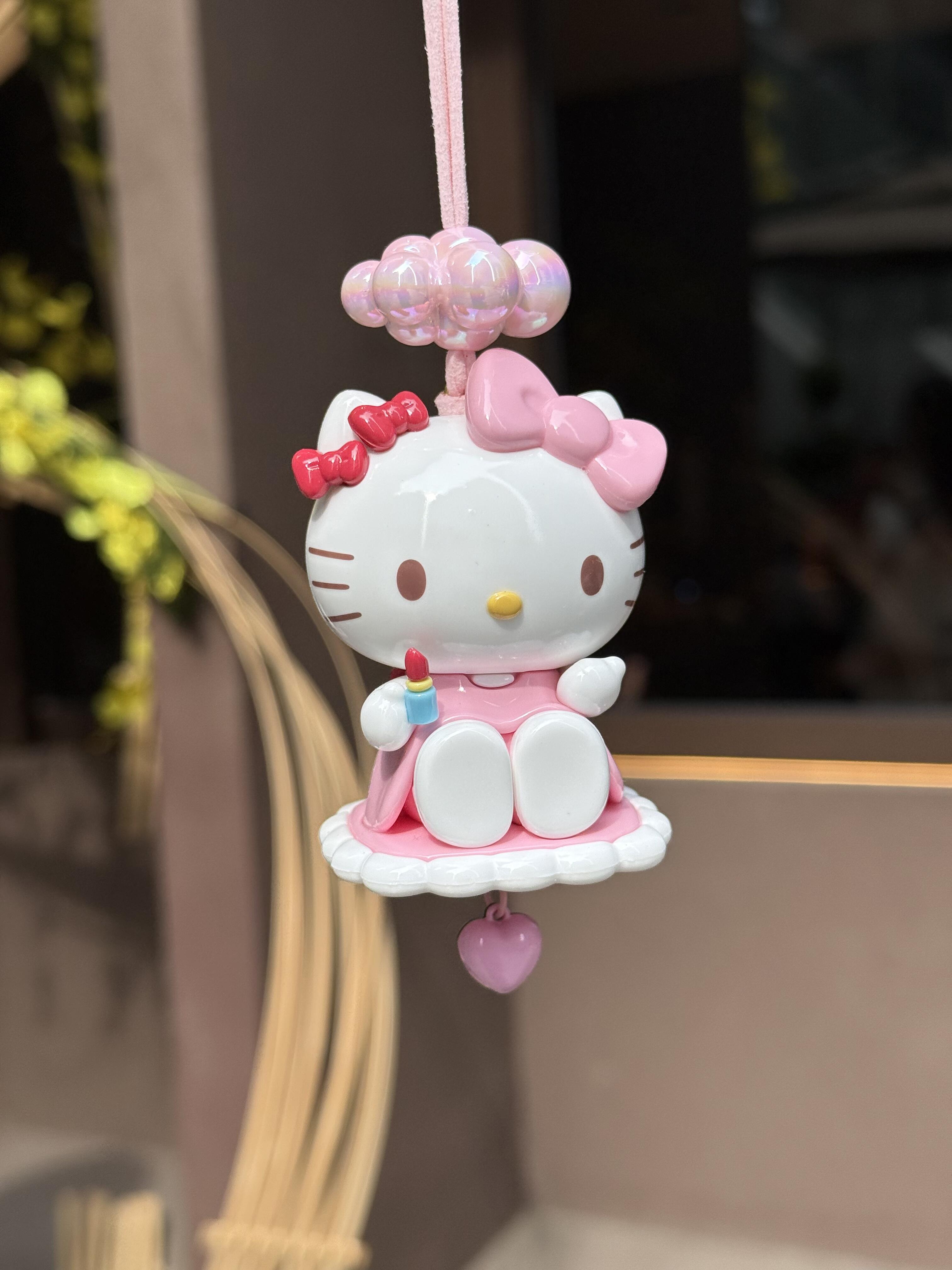 HK Kawaii Car Mirror Charm - Cute Hanging Vehicle Decor with Adjustable Strap