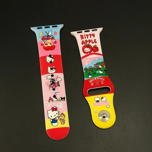 Cute HK Cartoon Silicone Color-Block Band & Case Set for Apple Watch - Durable Kawaii Accessory 02250306