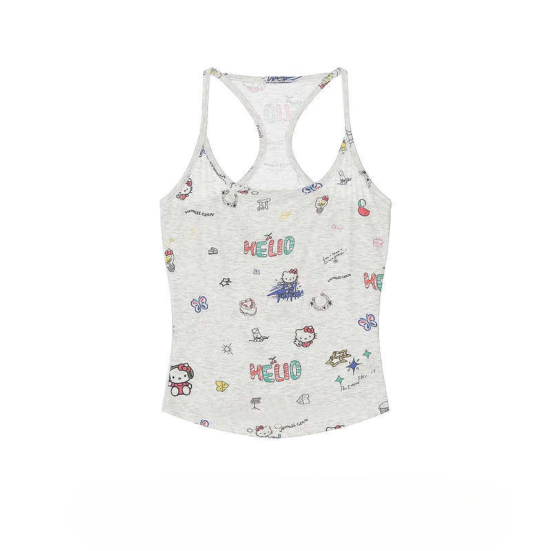 HK Retro Mini Vest - Y2K Fitted Sleeveless Top for Women 05250620