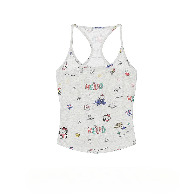 HK Retro Mini Vest - Y2K Fitted Sleeveless Top for Women 05250620