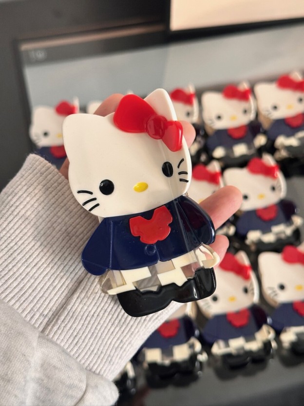 HK Acetate Claw Clip Set - Kawaii Half-Up Hair Claw, Side Hair Clip & Bow Accessories for Women