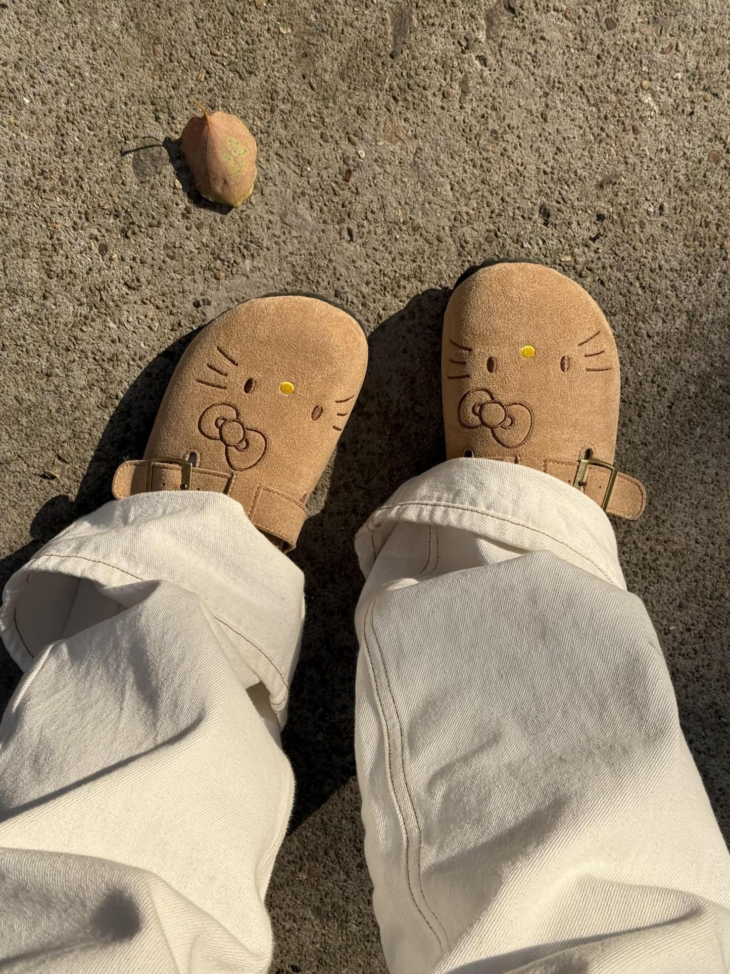 Tan HK Hawaii Birkenstocks Women’s Summer Slides | Anti-Slip Cork Sole, Retro Platform Sandals, Cute Cartoon Dorm Room Footwear 01250303