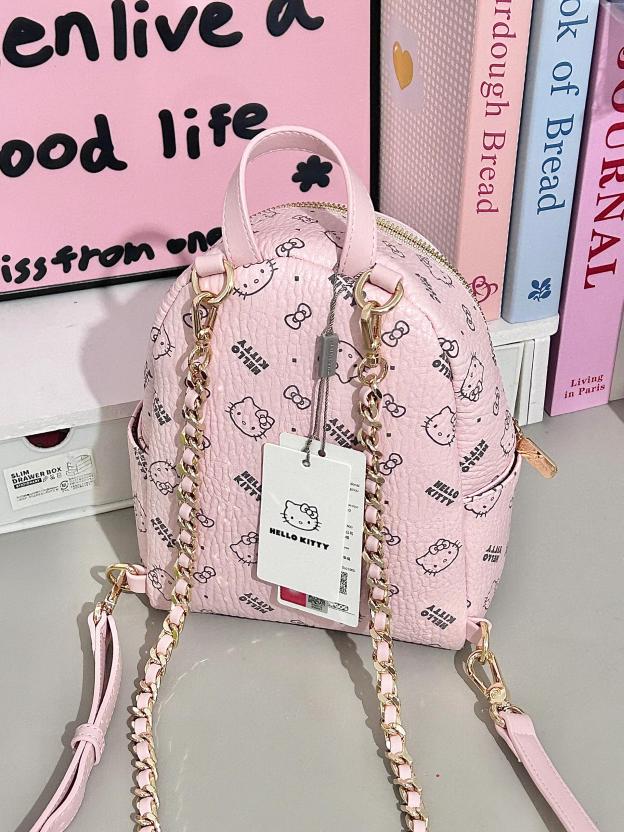 Kawaii HK Pink Chain Strap Backpack - Cute Cartoon Print Mini Bag 01250411