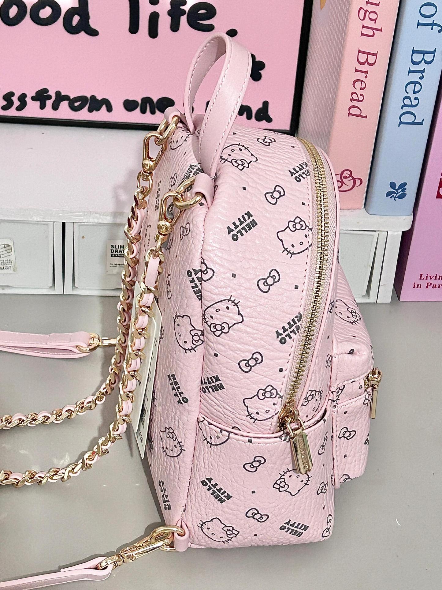 Kawaii HK Pink Chain Strap Backpack - Cute Cartoon Print Mini Bag 01250411