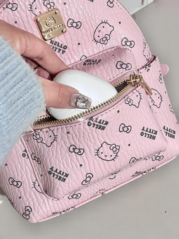 Kawaii HK Pink Chain Strap Backpack - Cute Cartoon Print Mini Bag 01250411