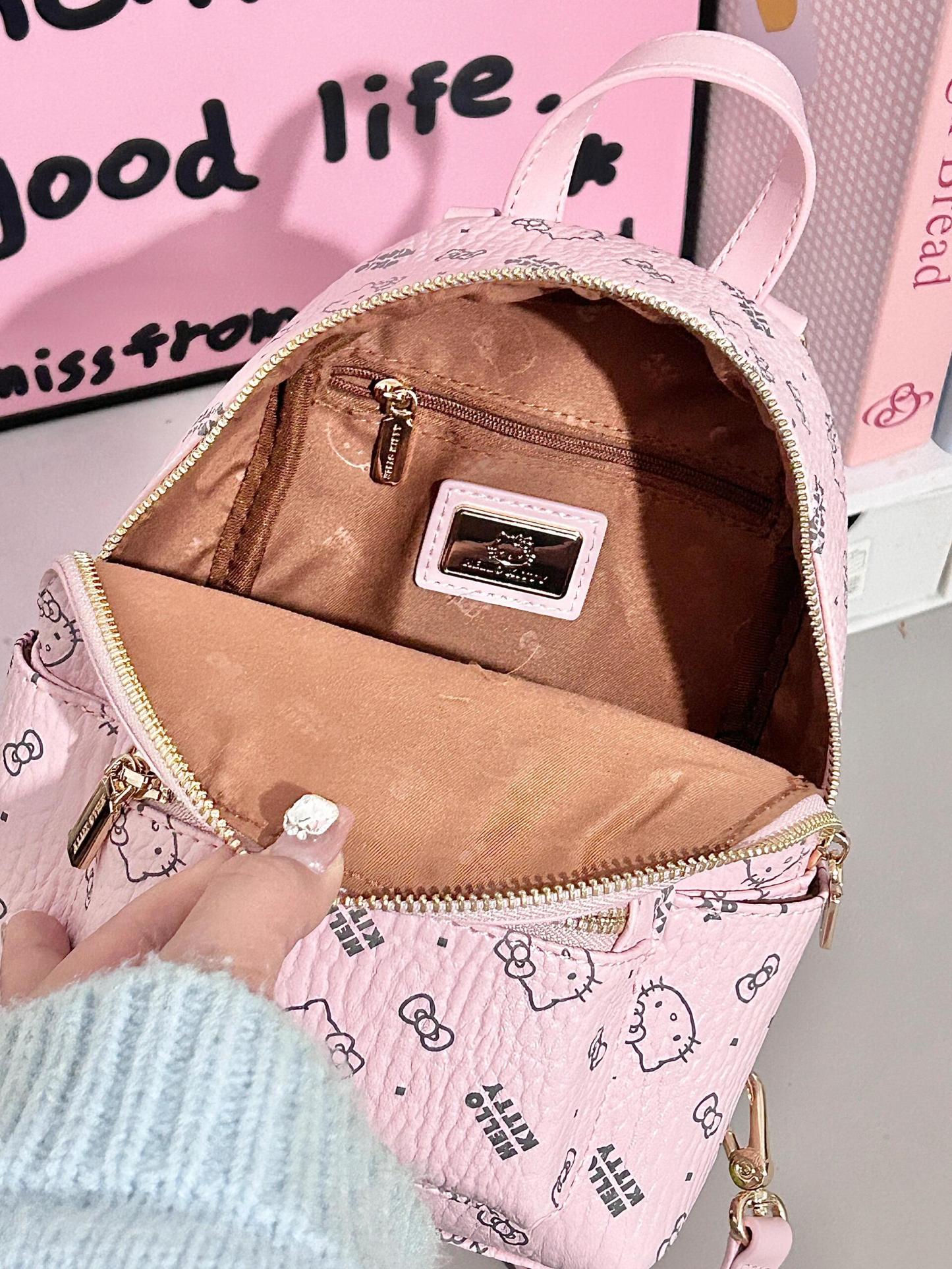 Kawaii HK Pink Chain Strap Backpack - Cute Cartoon Print Mini Bag 01250411