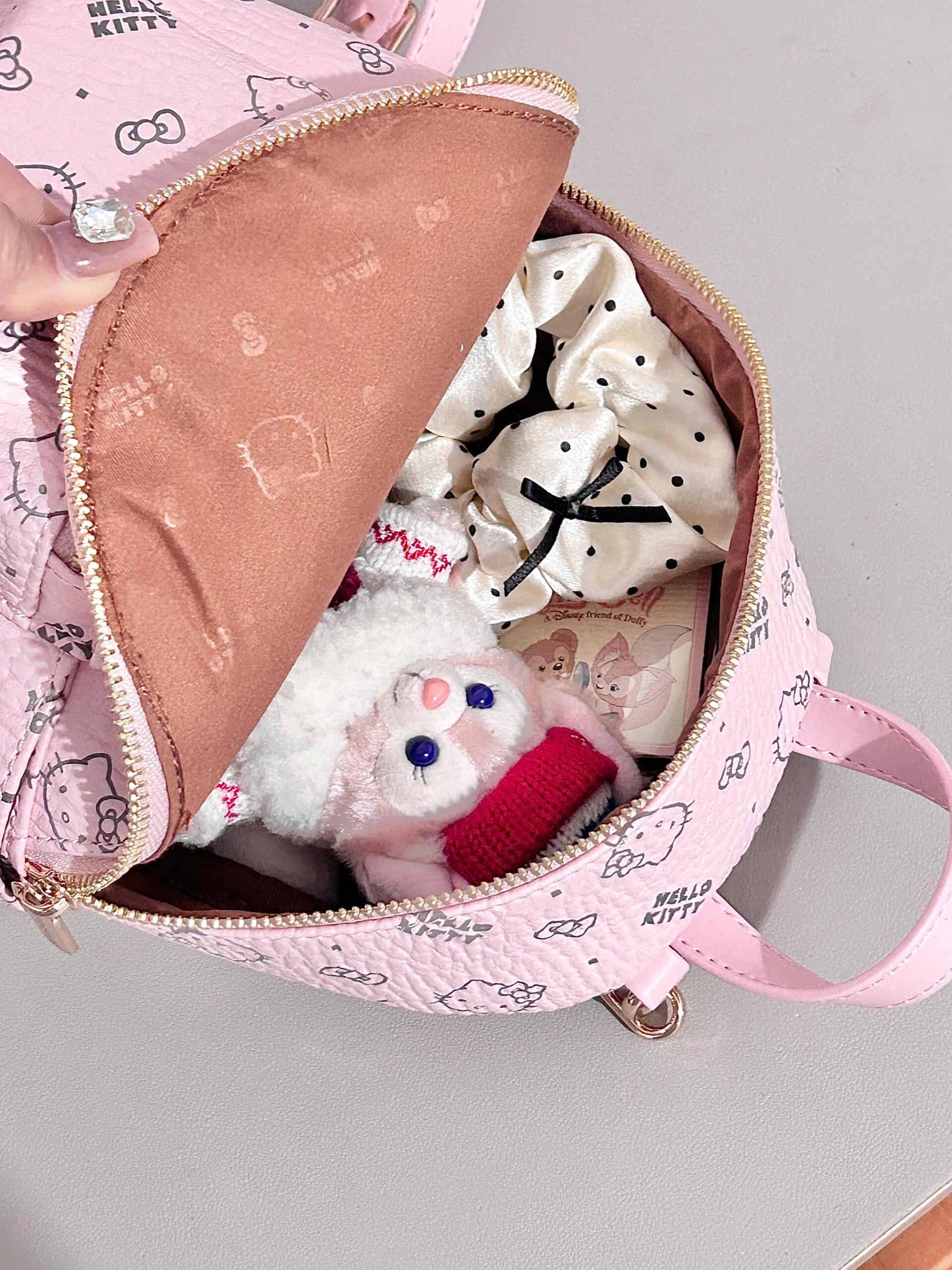 Kawaii HK Pink Chain Strap Backpack - Cute Cartoon Print Mini Bag 01250411