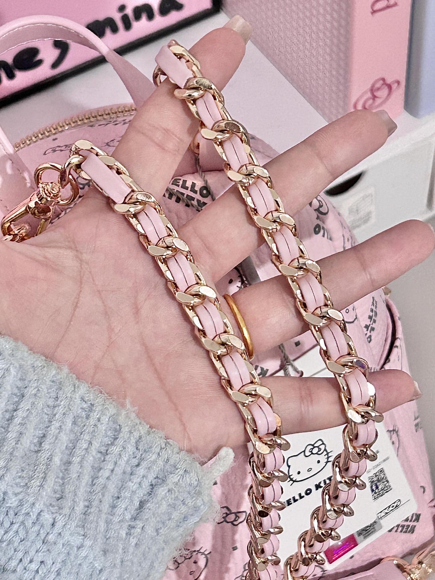 Kawaii HK Pink Chain Strap Backpack - Cute Cartoon Print Mini Bag 01250411