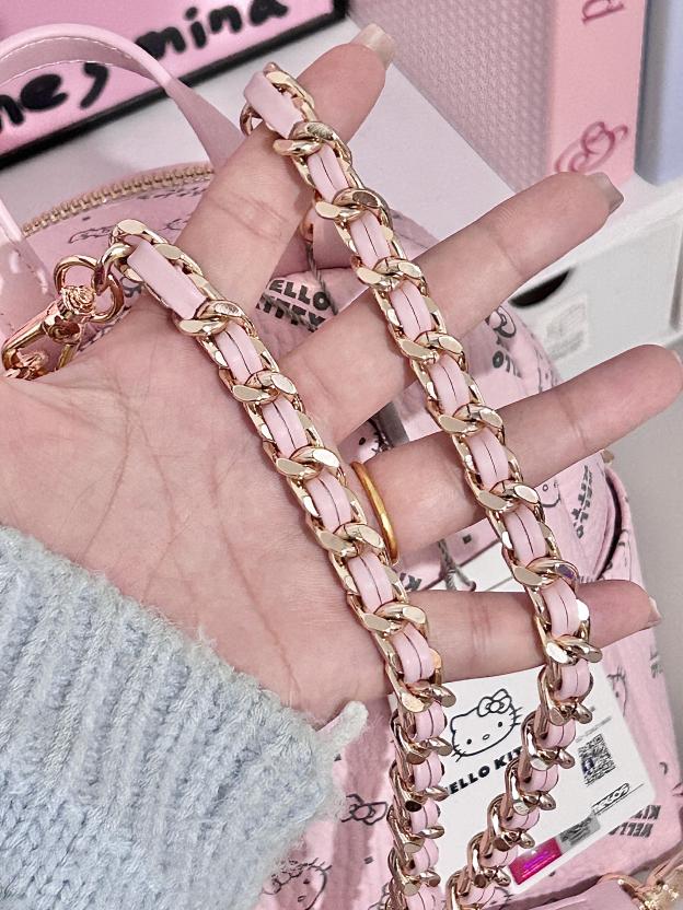 Kawaii HK Pink Chain Strap Backpack - Cute Cartoon Print Mini Bag 01250411