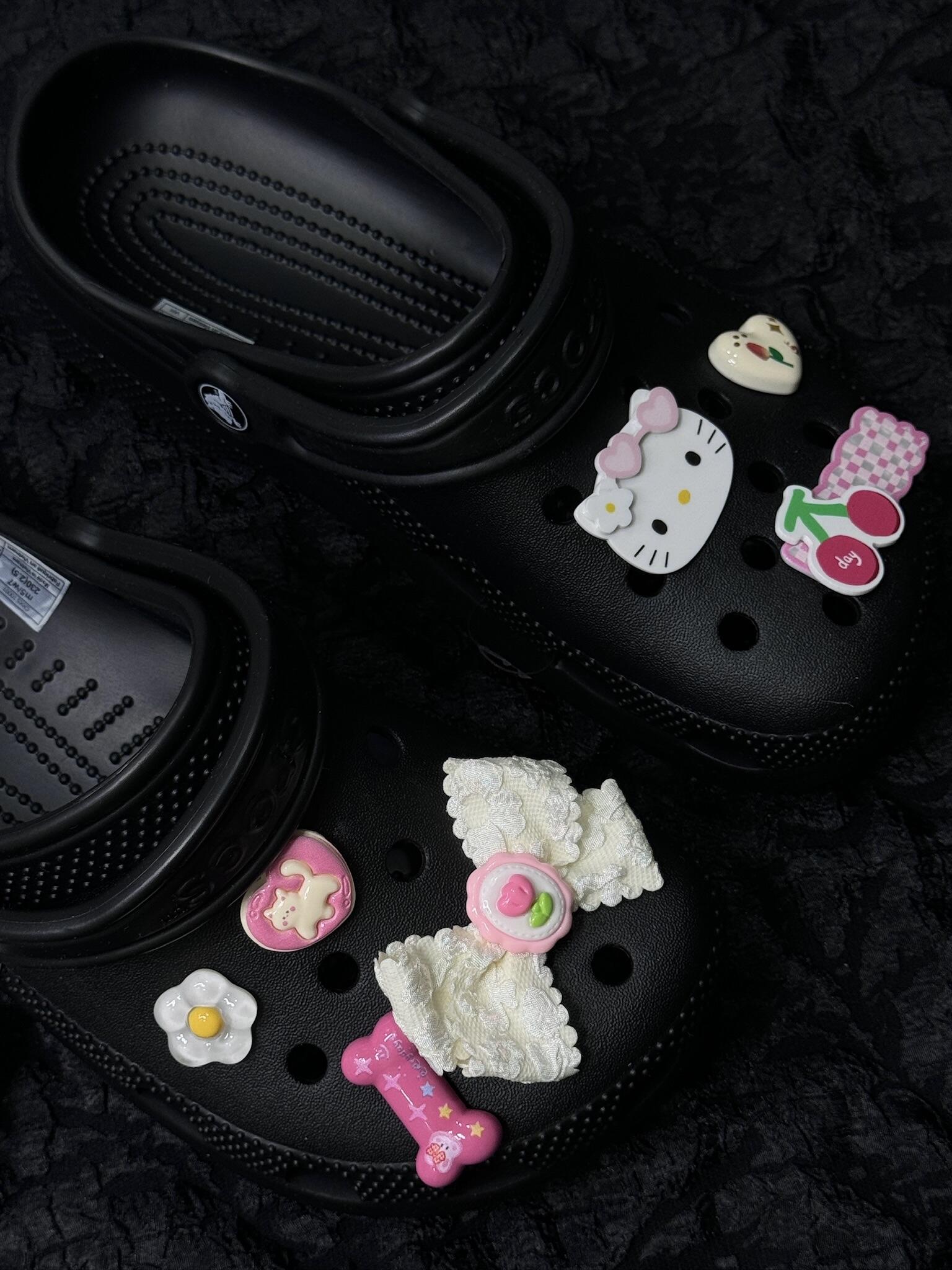 HK DIY Shoe Charms - Cute Cherry & Bow Accessories, Kawaii Jibbitz Decor Set 01250415 