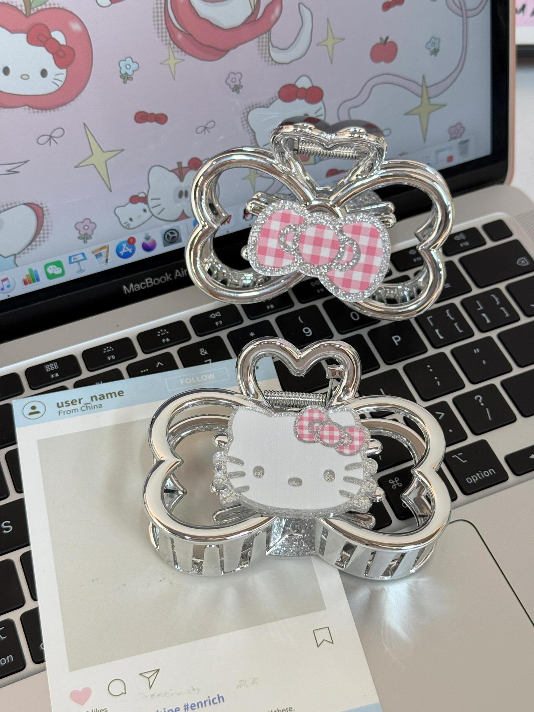 HK Double-Sided Silver Bow Claw Clip – Elegant Hair Claw for Ponytail, Bun & Half-Up Styles 01250604