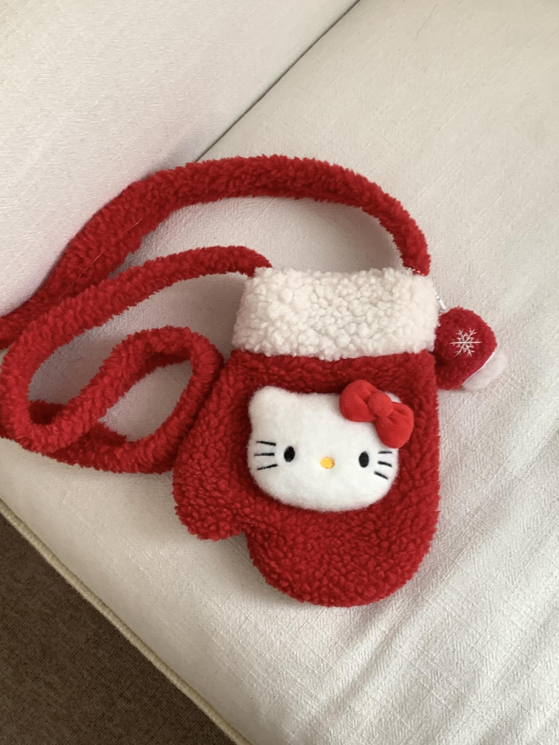 HK Christmas Mittens Plush Crossbody Bag Lamb Fleece Winter Shoulder Bag 01251211
