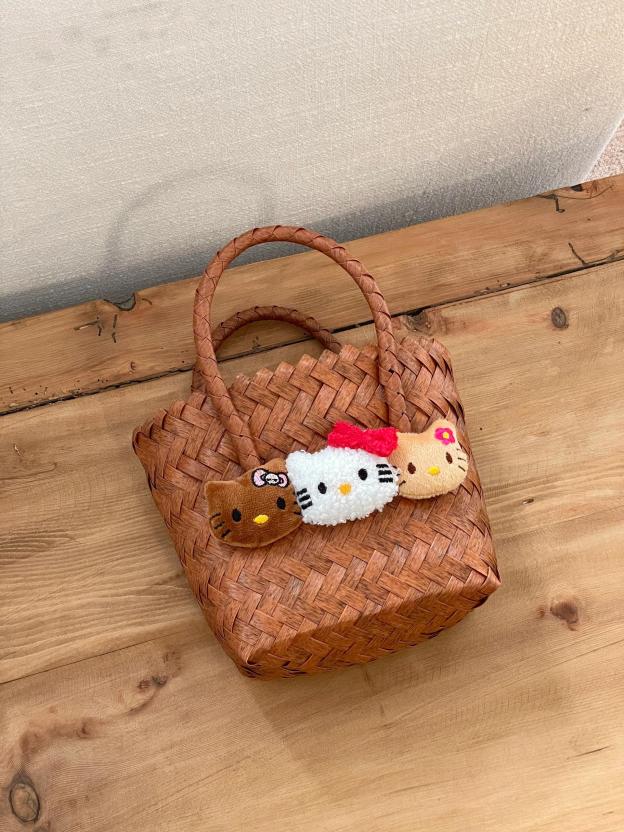 HK Woven Rattan-Style Handmade Tote Bag - Summer Kawaii Purse in Small & Large Sizes 01250522