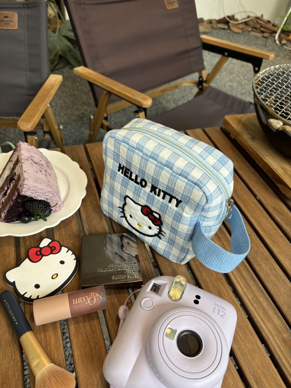 HK Jumbo Checkered Makeup Tote - Large Cosmetic Organizer with Grid Pockets, Portable Travel Storage Bag