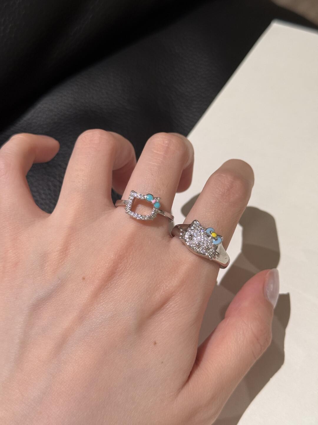 HK Pink Cat Adjustable Ring – Y2K Cartoon Style Open Band Ring in 4 Cute Designs 01250713