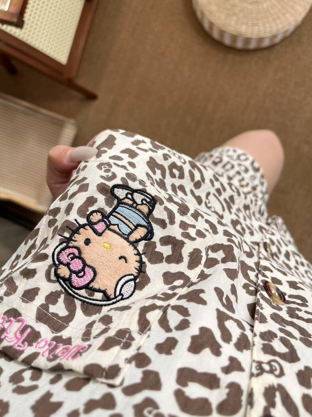 HK Leopard Print Pajamas Set for Women – Summer Short Sleeve Cute Loungewear