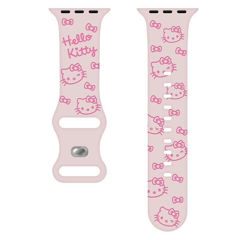 HK Engraved Silicone Watch Band – Cute Kitty Strap for Apple Watch 01250723