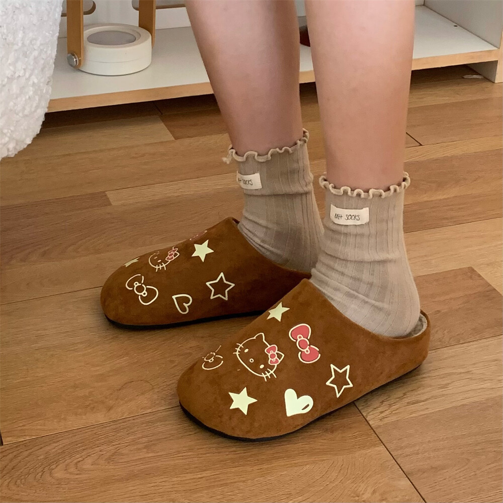 HK Fuzzy Slippers for Women, Warm & Cozy Fall/Winter Slip-on Sneakers, EVA + Suede Plush, Non-slip Indoor Outdoor Footwear 01250919