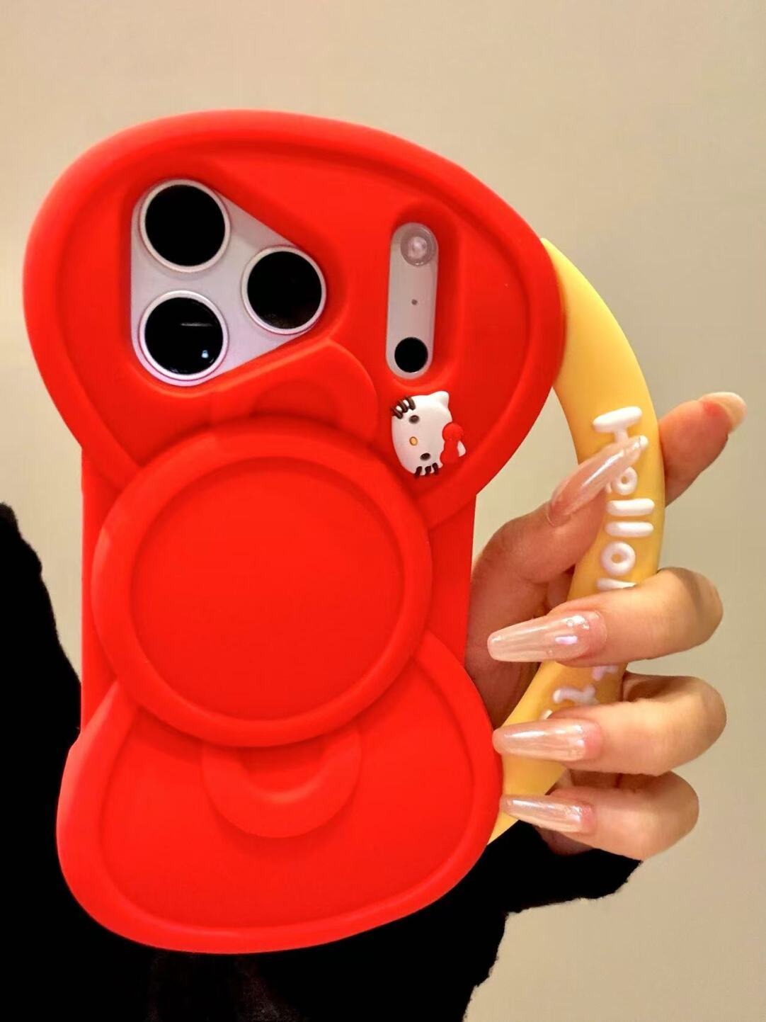 HK Red Bow Handbag Silicone iPhone Case 01251104, Cute Kawaii iPhone 13–17 Pro Max Case, Soft Protective Cover with Bow