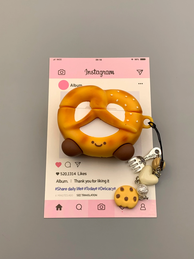 J Cat-inspired Sushi & Pretzel Silicone AirPods Case