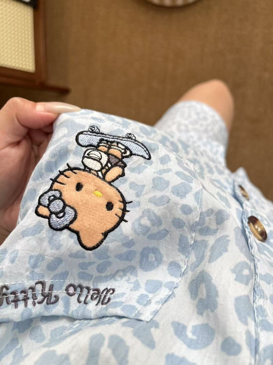 HK Leopard Print Pajamas Set for Women – Summer Short Sleeve Cute Loungewear