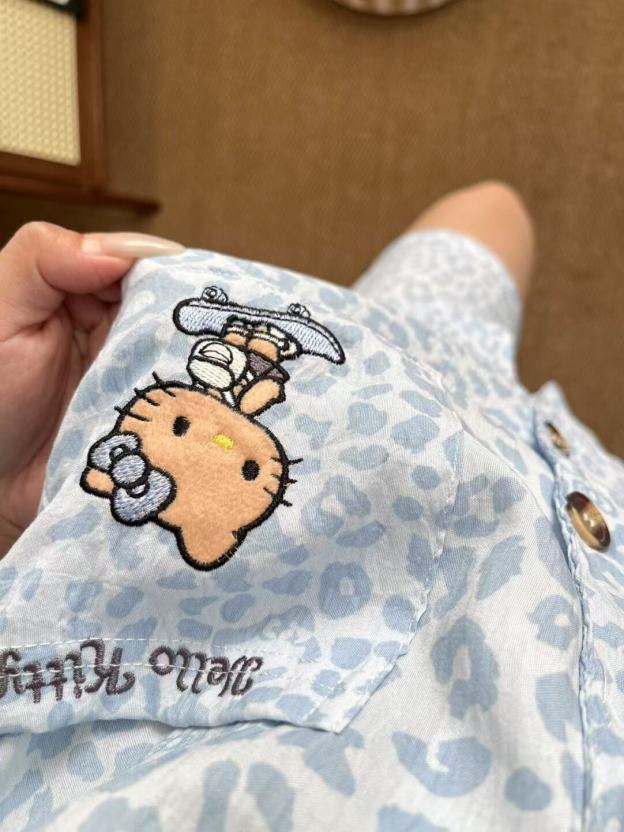 HK Leopard Print Pajamas Set for Women – Summer Short Sleeve Cute Loungewear