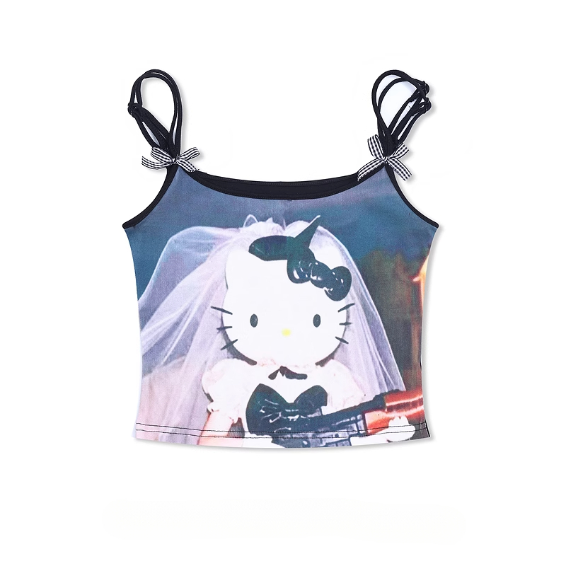 HK Print Slim Fit Cami Top - Sexy Short Summer Vest for Women 01250620