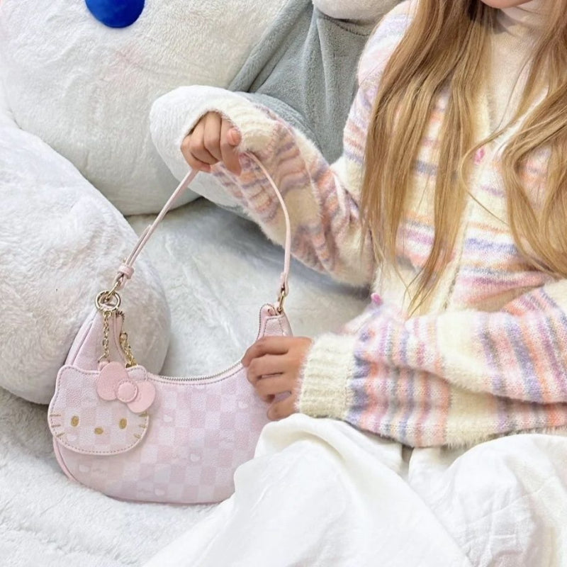 PreSale - Free Necklace! Pink Kitty Plaid Handbag BB1365
