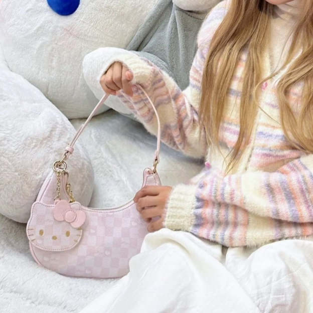 PreSale - Free Necklace! Pink Kitty Plaid Handbag BB1365