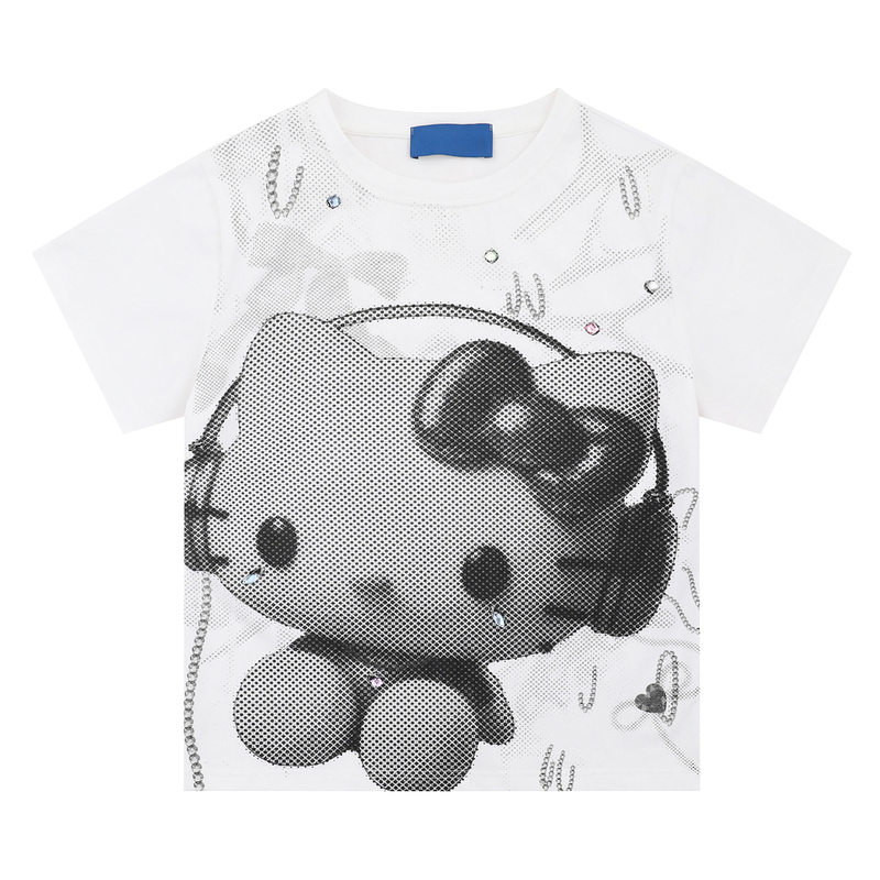 HK Y2K Black Vintage Tee - Oversized Retro Graphic T-Shirt for Women 0