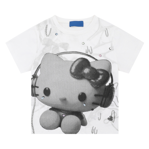 HK Y2K Black Vintage Tee - Oversized Retro Graphic T-Shirt for Women 01250619