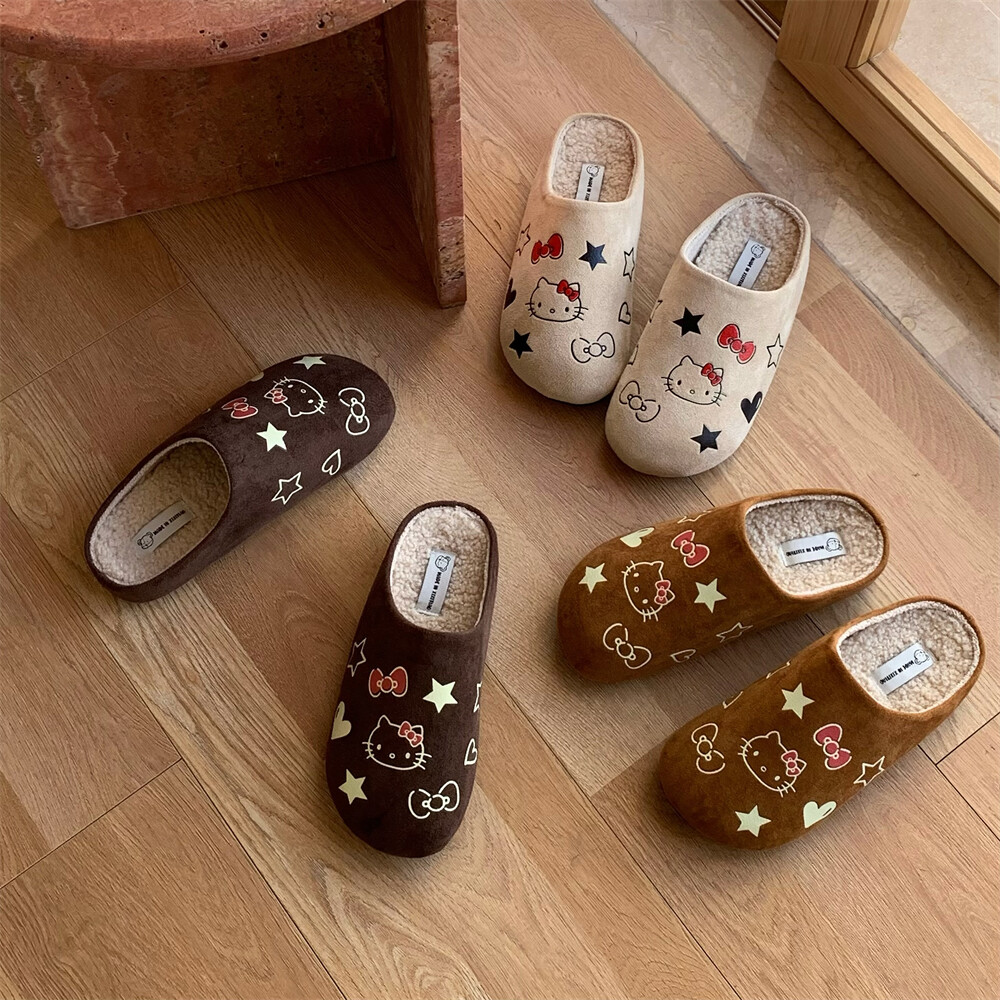 HK Fuzzy Slippers for Women, Warm & Cozy Fall/Winter Slip-on Sneakers, EVA + Suede Plush, Non-slip Indoor Outdoor Footwear 01250919