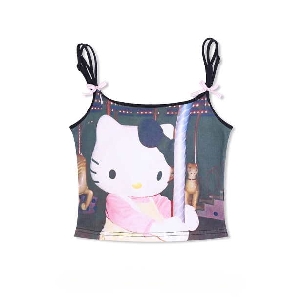 HK Print Slim Fit Cami Top - Sexy Short Summer Vest for Women 01250620