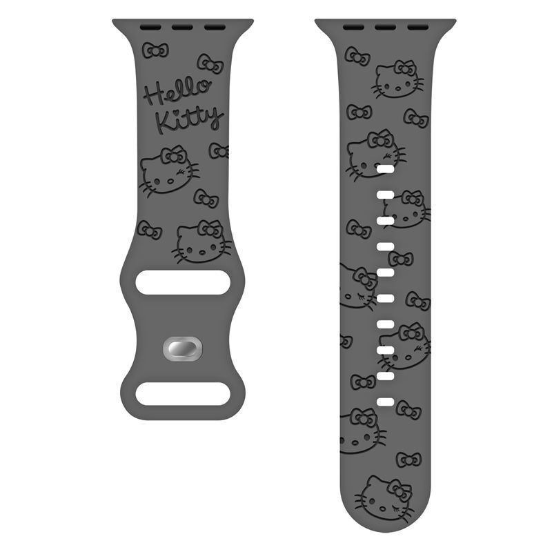 HK Engraved Silicone Watch Band – Cute Kitty Strap for Apple Watch 01250723