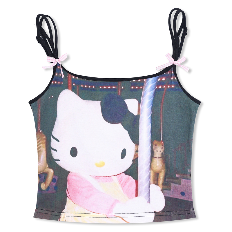 HK Print Slim Fit Cami Top - Sexy Short Summer Vest for Women 01250620