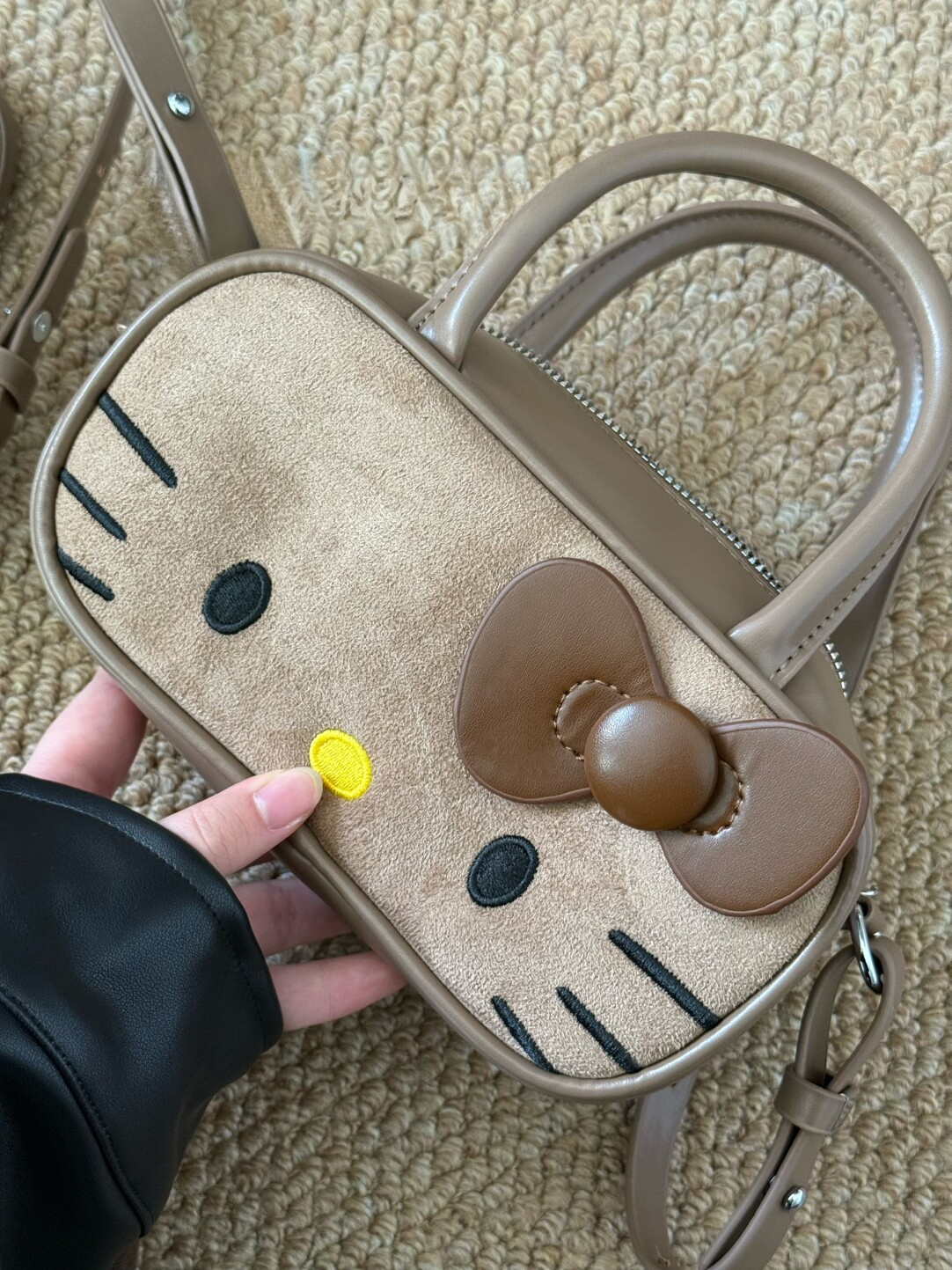 HK Boston Suede Crossbody Bag – Cartoon Style Autumn Shoulder Handbag 02251008