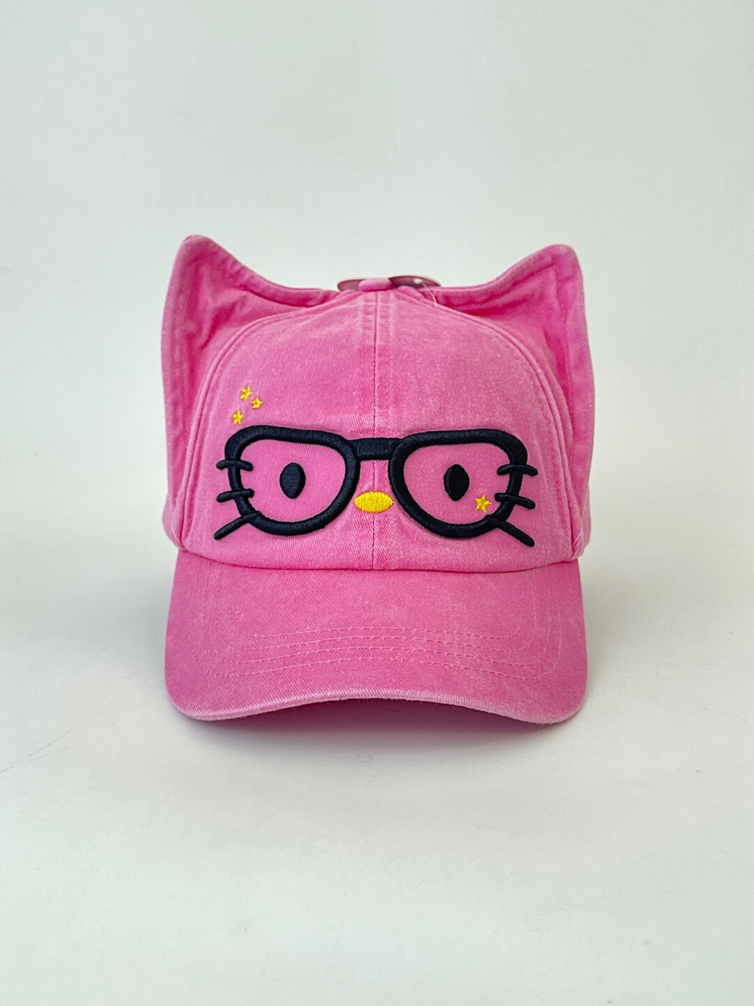 HK Cute Glasses Kitty Baseball Cap, Adjustable Summer Sun Hat for Women Girls, Fashion Kawaii Duckbill Cap 03250821
