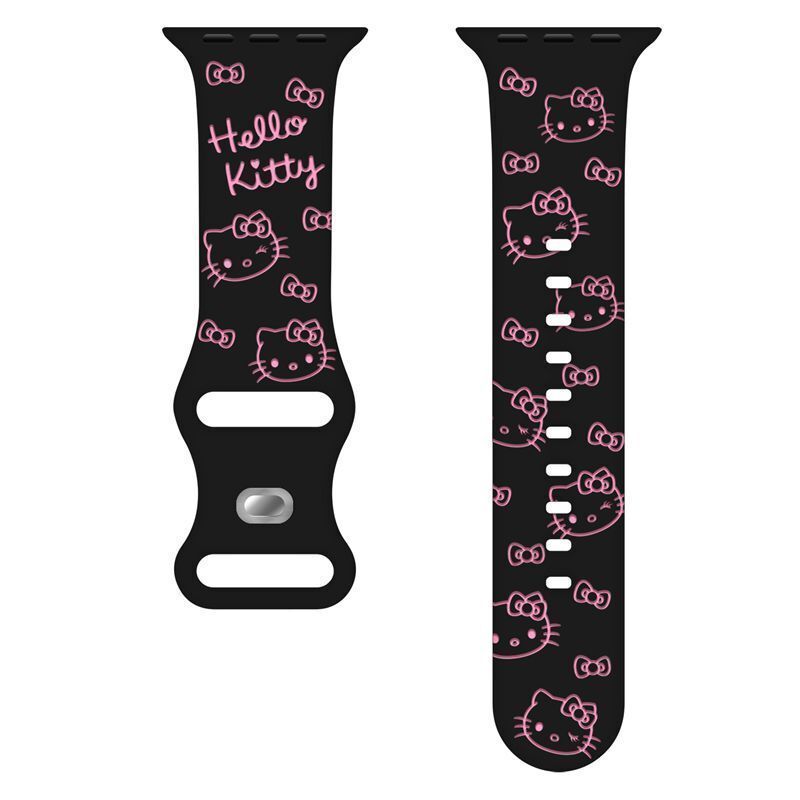 Hello Kitty Engraved Silicone Watch Band – Cute Kitty Strap for Apple Watch 01250723
