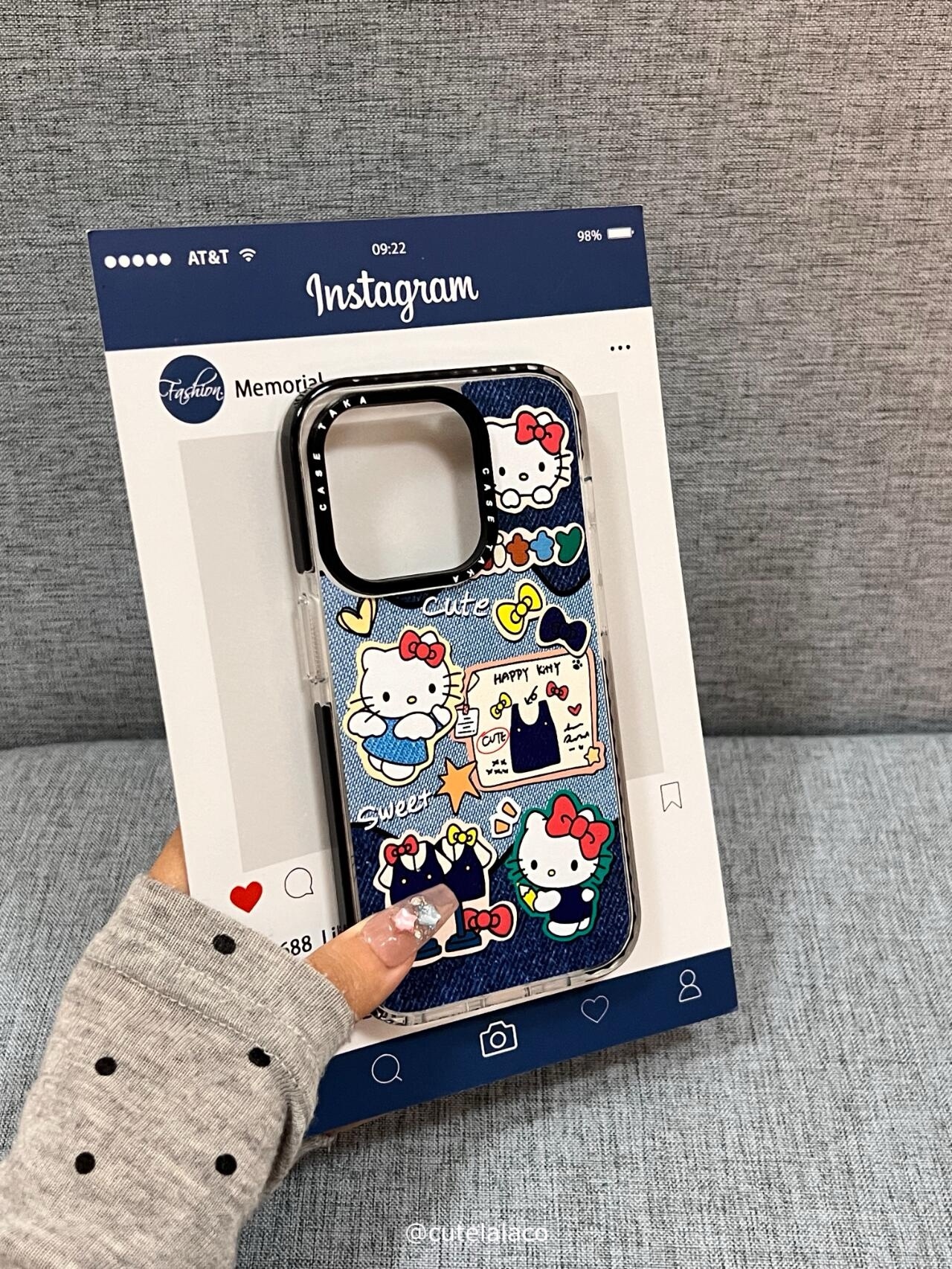 Retro Denim Hello Kitty Patchwork iPhone Case