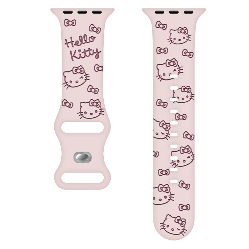 HK Engraved Silicone Watch Band – Cute Kitty Strap for Apple Watch 01250723