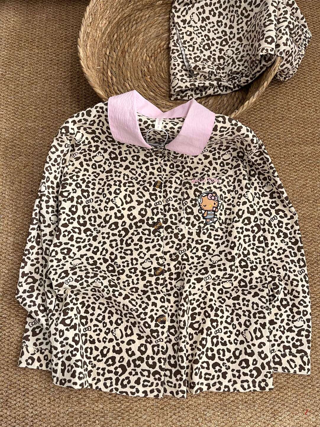 HK Leopard Print Pajamas Set for Women – Summer Short Sleeve Cute Loungewear