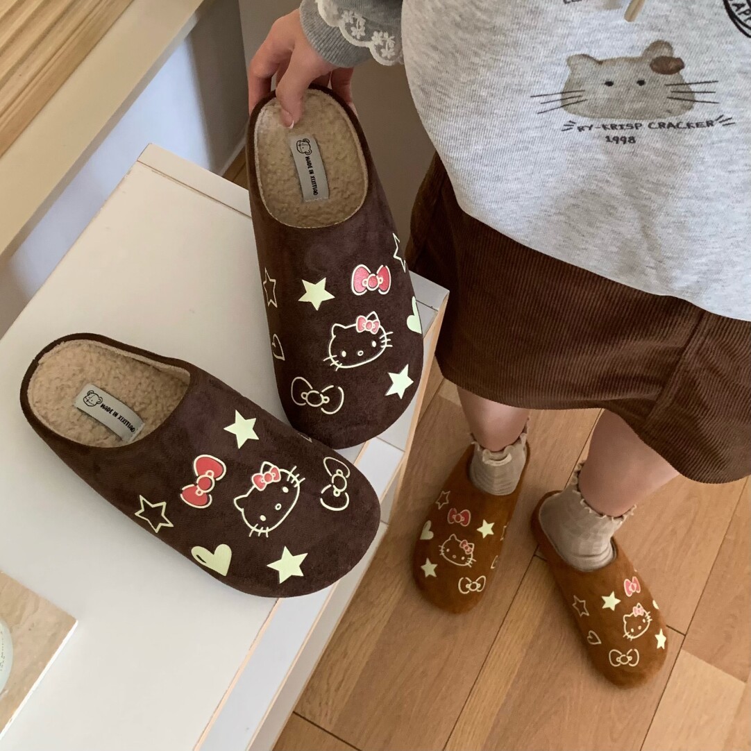 HK Fuzzy Slippers for Women, Warm & Cozy Fall/Winter Slip-on Sneakers, EVA + Suede Plush, Non-slip Indoor Outdoor Footwear 01250919