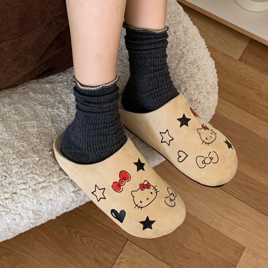 HK Fuzzy Slippers for Women, Warm & Cozy Fall/Winter Slip-on Sneakers, EVA + Suede Plush, Non-slip Indoor Outdoor Footwear 01250919