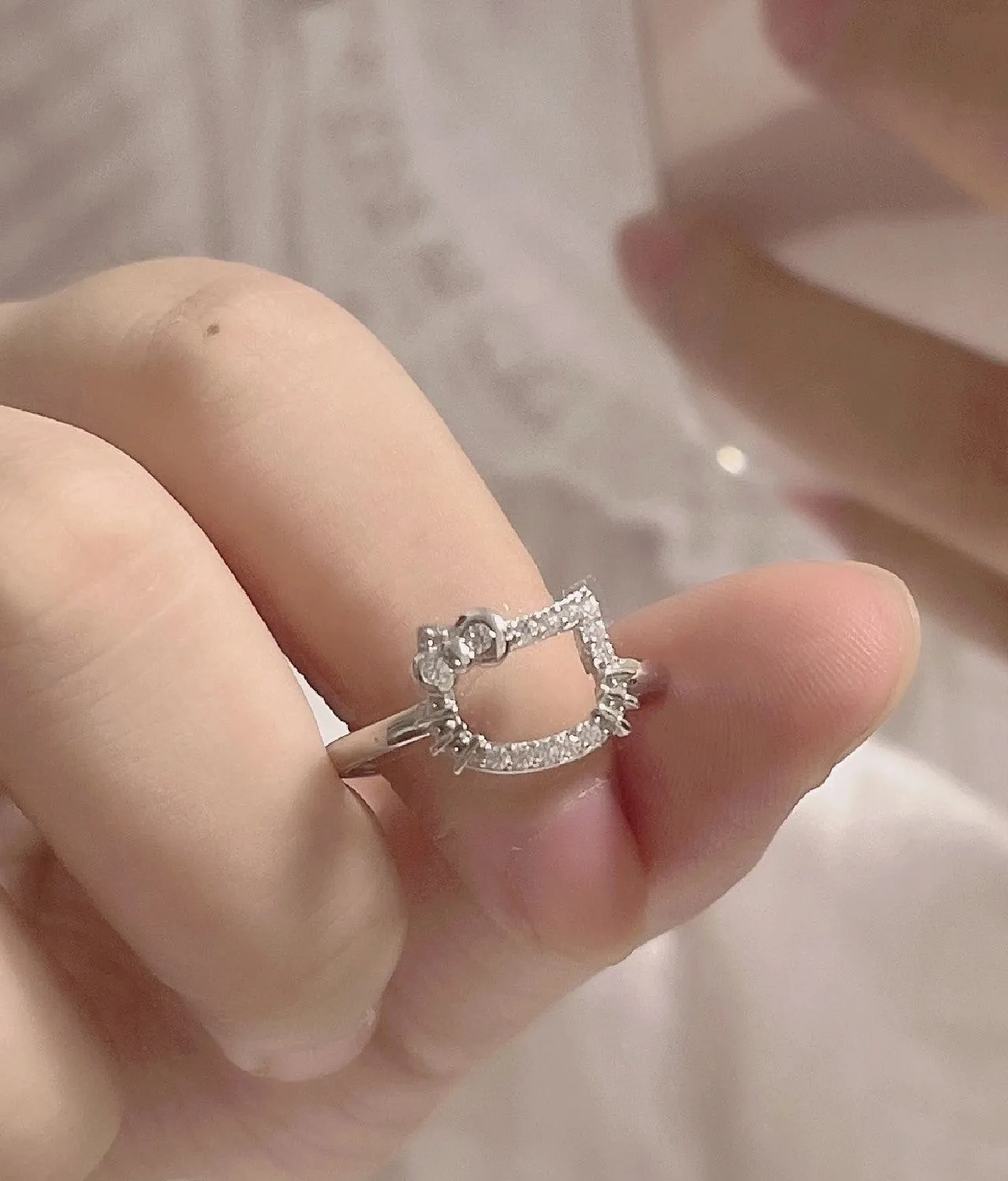 [Copy]Cute Cat HK S999 Adjustable Open Ring – Sweet & Stylish DZ3480