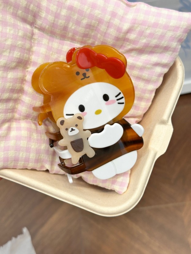 HK Acetate Claw Clip Set - Kawaii Half-Up Hair Claw, Side Hair Clip & Bow Accessories for Women