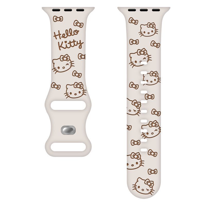HK Engraved Silicone Watch Band – Cute Kitty Strap for Apple Watch 01250723