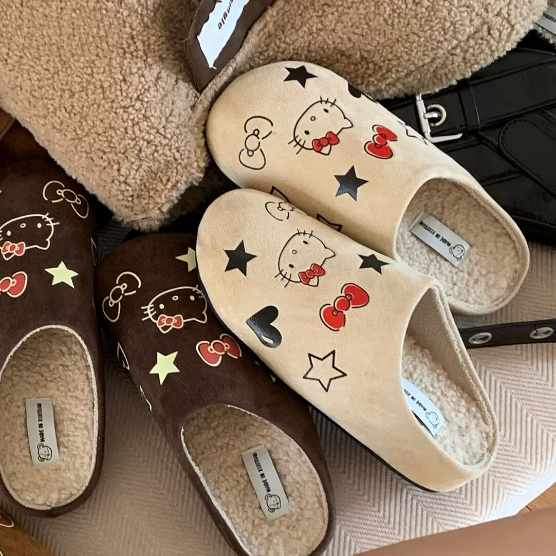 HK Fuzzy Slippers for Women, Warm & Cozy Fall/Winter Slip-on Sneakers, EVA + Suede Plush, Non-slip Indoor Outdoor Footwear 01250919