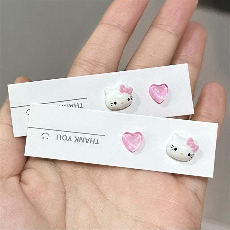 HK Pink Heart Stud Earrings