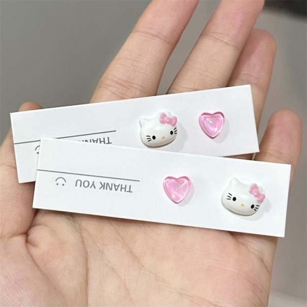 HK Pink Heart Stud Earrings